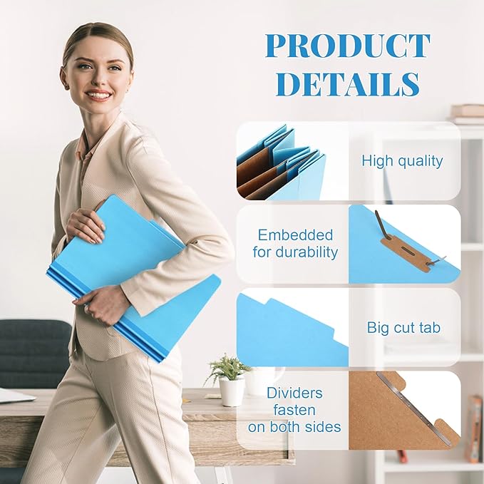 Skyygemm 48 Pcs Classification Folders Letter Size, 3 Divider Pressboard File - Image 5