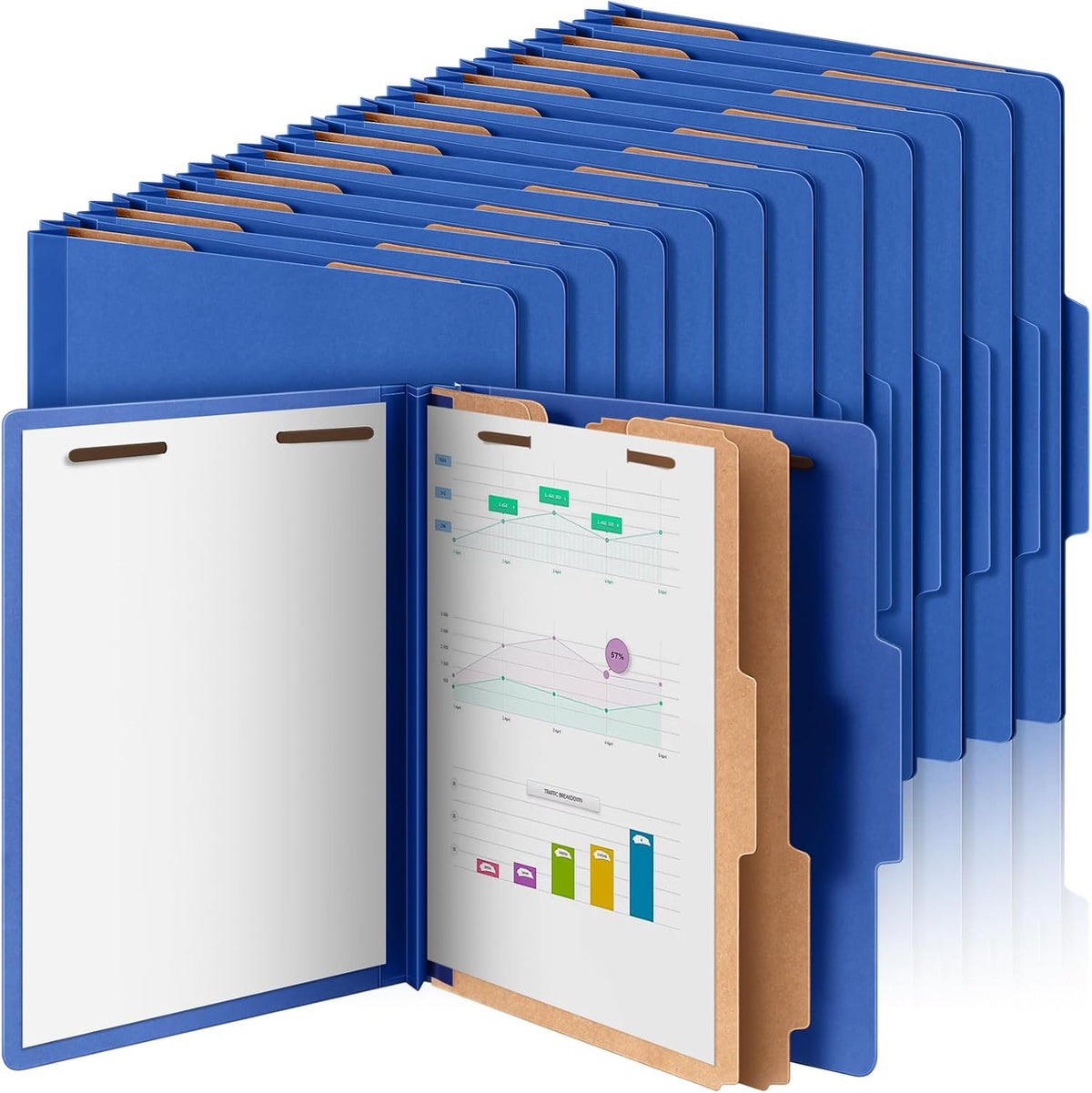 Skyygemm 60 Pcs Classification Folders Letter Size, 2 Divider Pressboard File