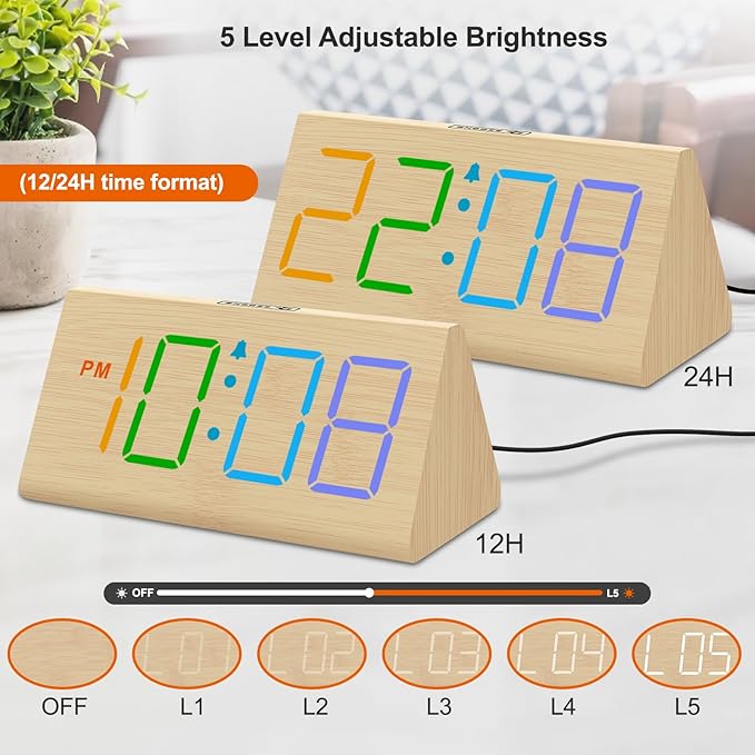 DreamSky Wooden Digital Alarm Clock - Image 4