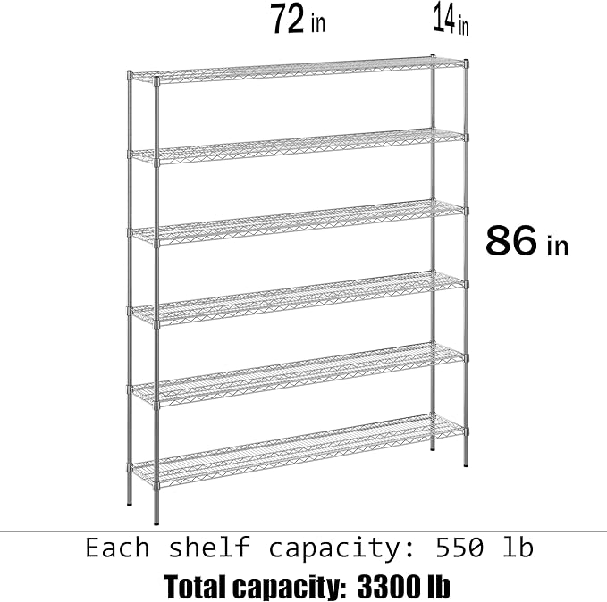 Regal Altair 14" Deep x 72" Wide x 86" Height Wire Shelving Kit | 6-Tier | NSF - Image 3