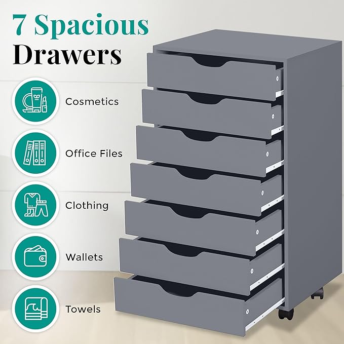 Naomi Home 7-Drawer Grey Dresser - Image 6