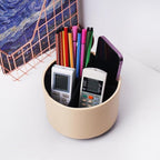 Hennaja Round Leather Art Supply Organizer, Remote Control Holder, 360 Degree - Image 6