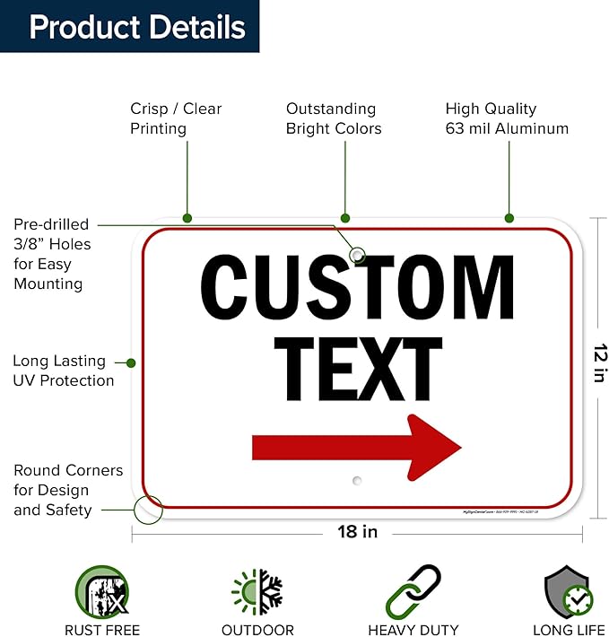 Custom Arrow, Custom Directional Sign, Right Arrow, 12x18 Inches, Rust Free - Image 6