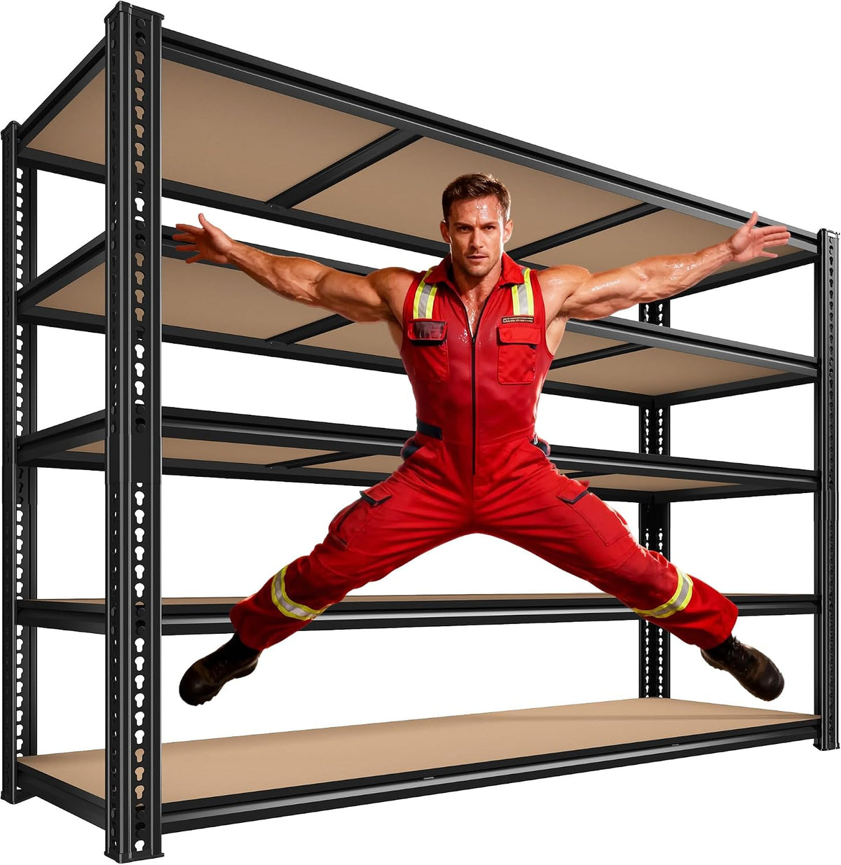 ROOMFAVE 60" W Garage Shelving 72" H Metal Shelving 3500LBS Storage Shelves