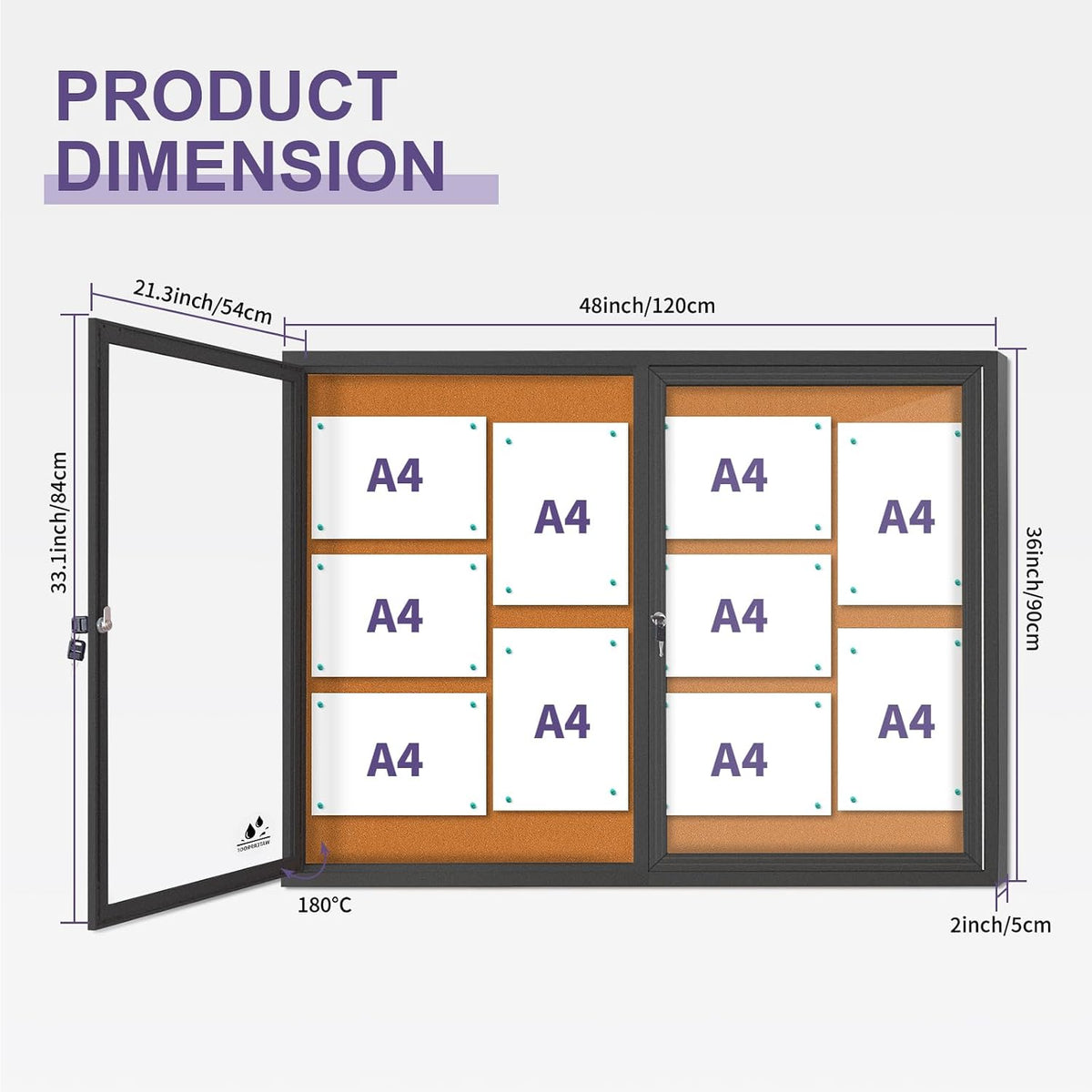 Outdoor Enclosed Bulletin Board Weatherproof Bulletin Board with Locking Door...