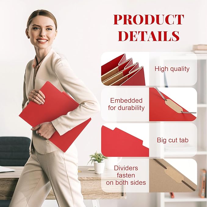12 Pcs Classification Folders Letter Size 3 Pocket Dividers Employee File Folder - Image 5