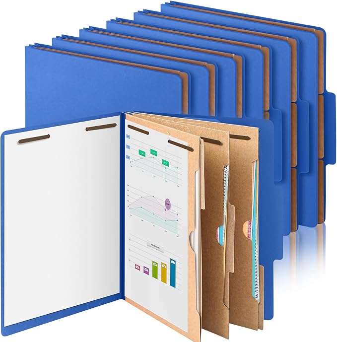 12 Pcs Classification Folders Letter Size 3 Pocket Dividers Employee File Folder by Skyygemm