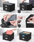 2 Pack File Organizer Box with Lid, Large Hanging Filing Box with Mesh Pocket - Image 6