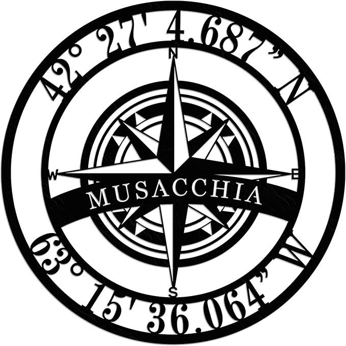Metal Name Signs Personalized, Nautical Compass GPS Coordinates Metal Sign by efcustomgifts