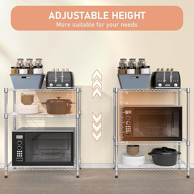 M MZG 750 lbs 3 Tier Storage Rack Metal Wire Shelving Unit, Storage Standing - Image 7