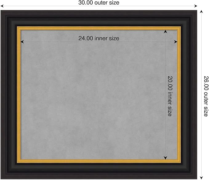 Amanti Art Black Framed Magnetic Board 26x30 Medium Vision Board - Image 2