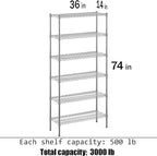 Regal Altair 14" Deep x 36" Wide x 74" Height Wire Shelving Kit | 6-Tier | NSF - Image 3