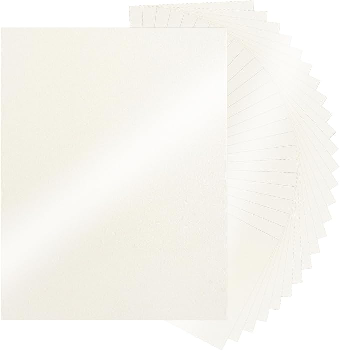 25 Sheets Cream Shimmer Cardstock 8.5 x 11Inch Off White Card Stock 92lb by UnclePaul
