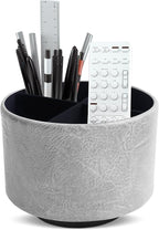 Hennaja Round Leather Art Supply Organizer, Remote Control Holder, 360 Degree by Hennaja