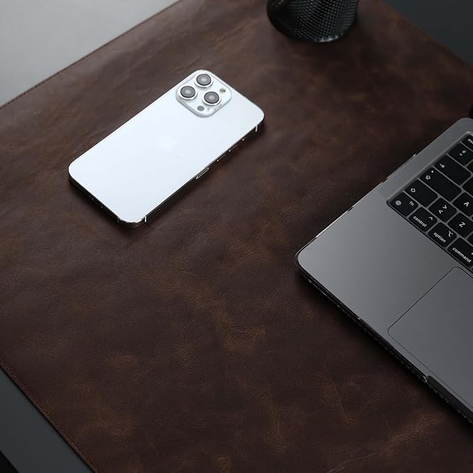 TORONATA Jersey Genuine Calfskin Leather Desk Pad, Office Desk Mat - Image 5