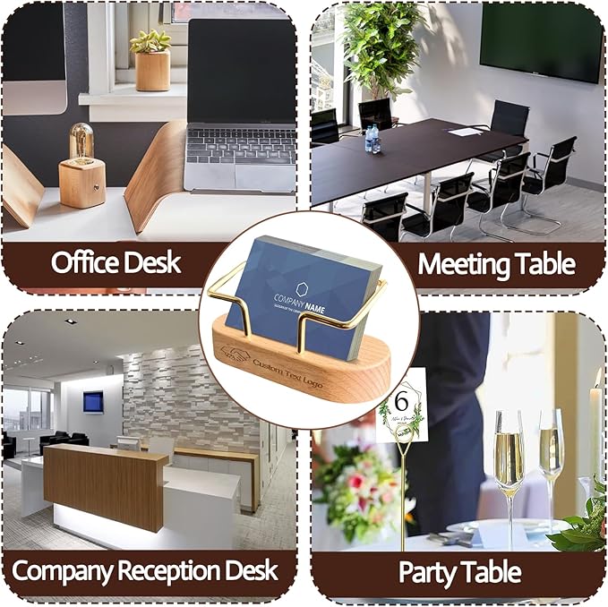 HJX Custom Business Card Holder Desk-Personalized Engraved Wooden Business Card - Image 7