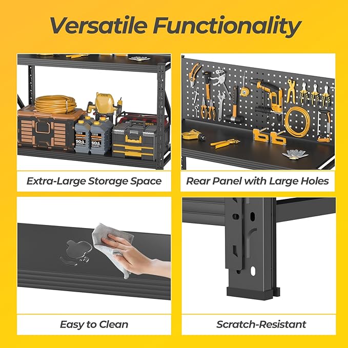 Storage Shelves with Pegboard, Heavy Duty Garage Shelving Units and Storage - Image 5
