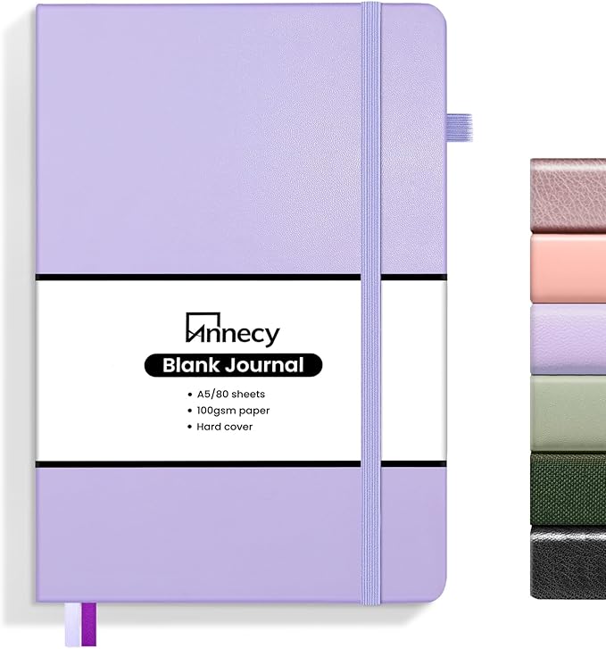 Annecy Blank Journal Notebook, Medium 5.5x 8.25, 160 Pages 100GSM Writing Paper by Annecy