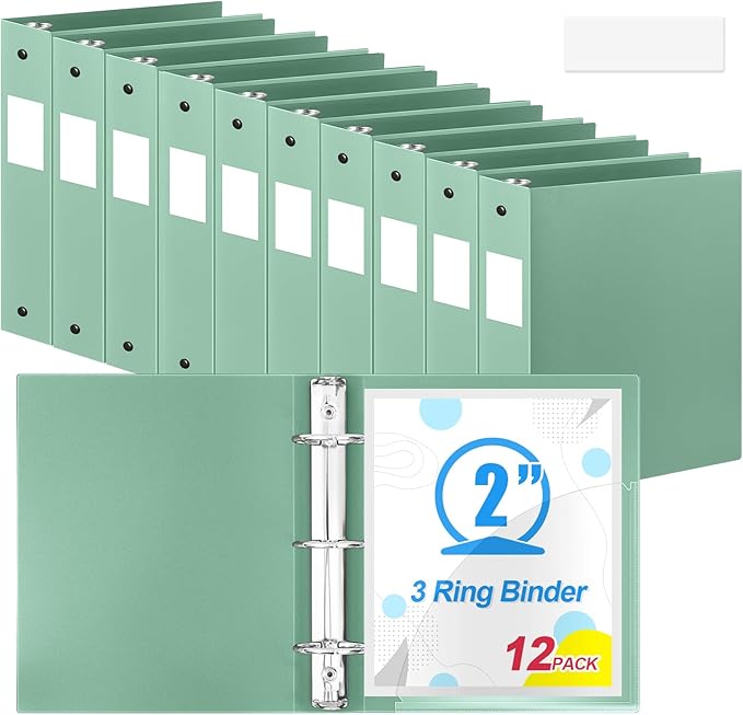 Henoyso 12 Pcs 3 Ring Binder 2 Inch Round Fits Letter Size 8.5'' x 11'' Paper by Henoyso