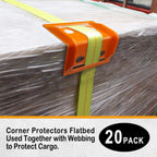 ENJ 20 Pack Flatbed Edge Protector, Edge Corner Tie Down Protector for Up to 4 Inch Straps, Protects Cargo Edges, Flatbed Accessories Plastic Protector | Edge Corner Tie Down Protector for Up to 4 Inch Straps, Protects Cargo Edges