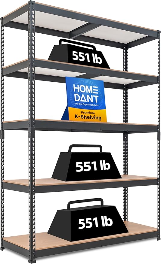 HOMEDANT 47.7" W 5 Tier Heavy Duty Garage Shelving Adjustable Metal Rack by TheBestOrganizingSolution