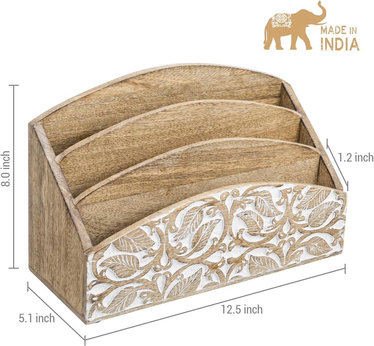 MyGift 3 Tier Rustic Solid Mango Wood Desk Mail Holder and Stationery Sorter ...