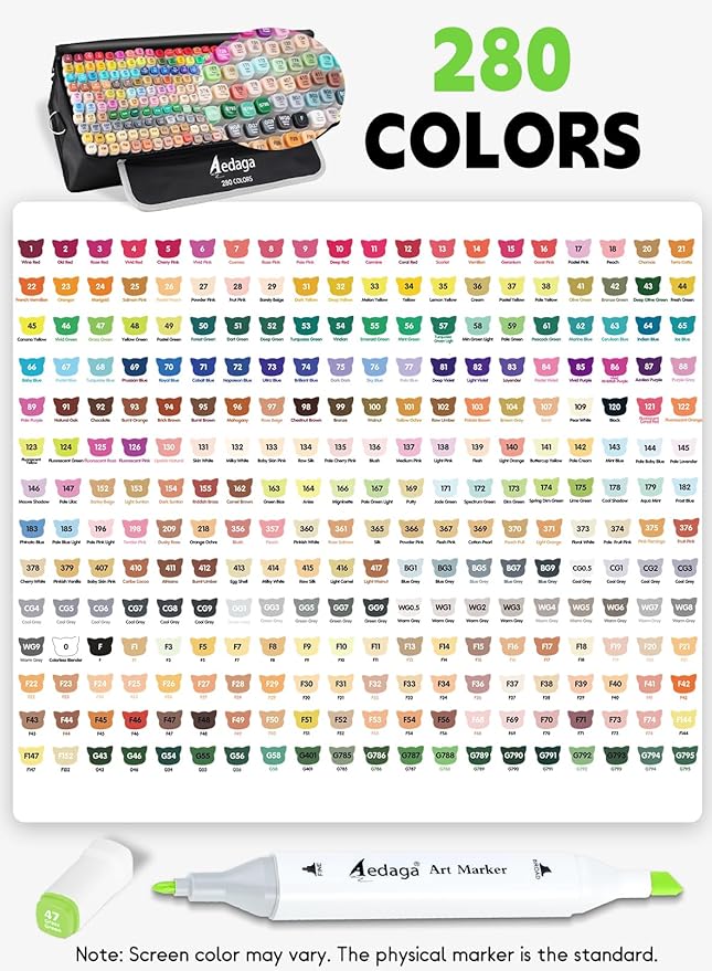 AEDAGA 280 Colors Alcohol Markers - Image 4