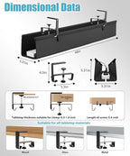 Oxford Cloth Under Desk Cable Management Tray, No-Drill 48" Desk Cable - Image 4
