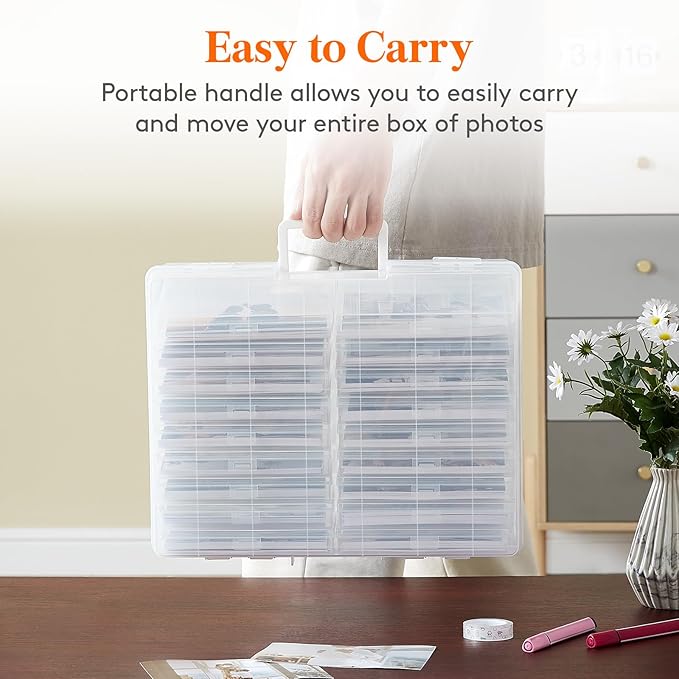 Lifewit 4x6 Photo Storage Box, Plastic Craft Storage Box - Image 8