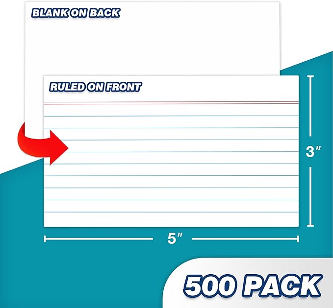 Chell Extra Heavyweight Ruled Index Cards 3x5 Inch, No Bleed-Through, Ruled - Image 3