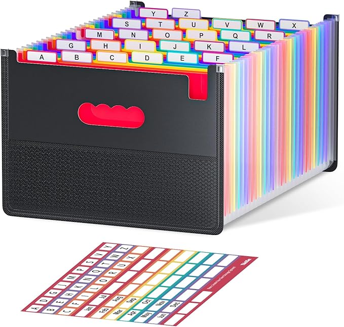 ThinkTex 26-Pocket Accordion File Organizer, Upright & Open Top, A–Z Colorful by ThinkTex