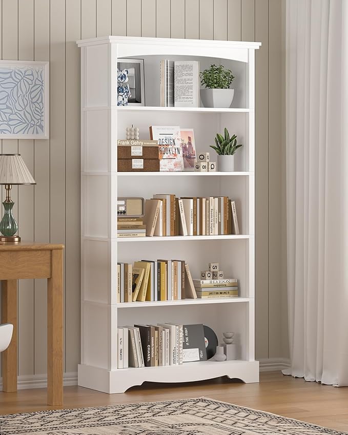 TVU 5-Tier Wooden Bookshelf, 65 Inch Tall Bookshelf - Image 8