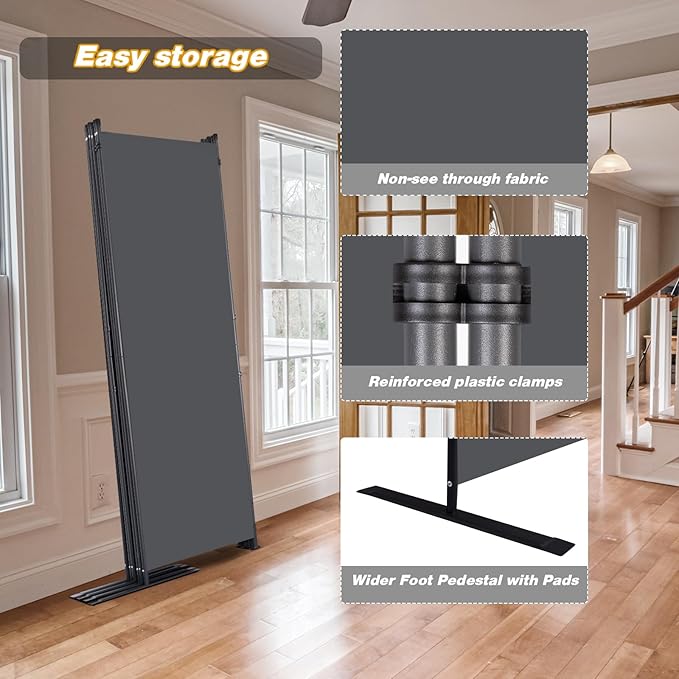 CHOSENM Room Divider, 6 Panel Folding Privacy Screens - Image 4