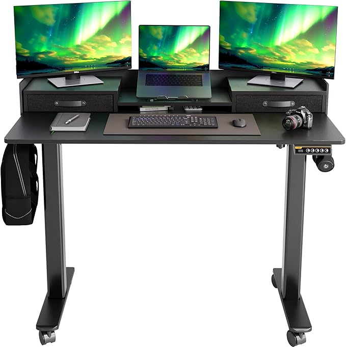 Claiks Standing Desk with Drawers, Stand Up Electric Standing Desk Adjustable by CLAIKS