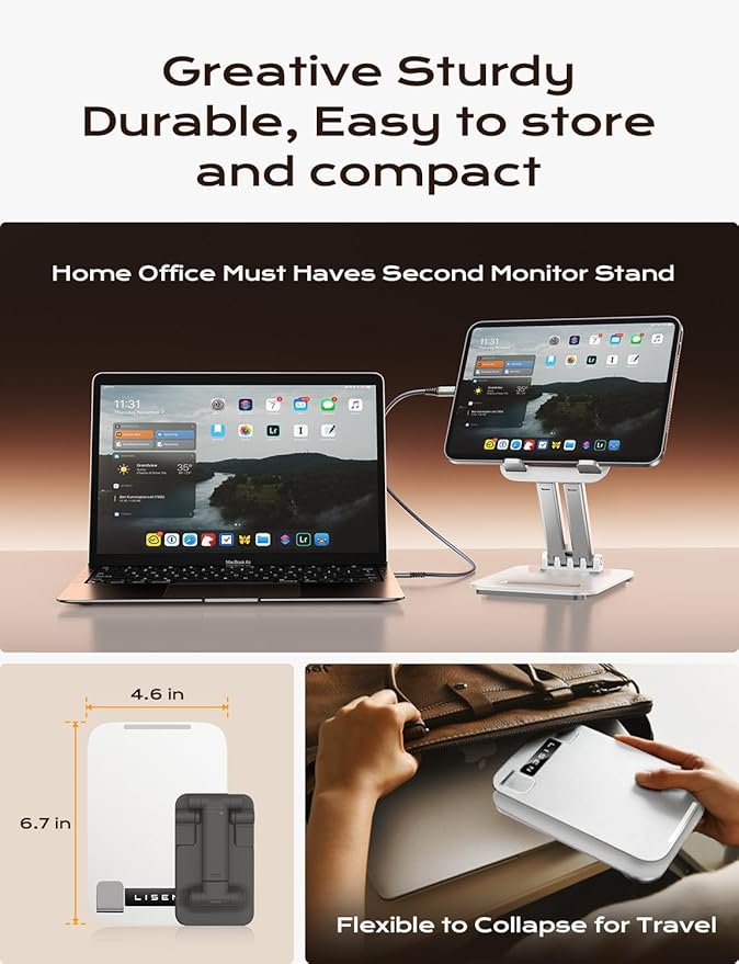LISEN Tablet Stand for iPad Stand Holder Desk, Foldable Home Office Desk - Image 3