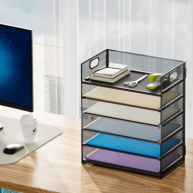 Marbrasse 6 Tier Paper Organizer Letter Tray - Image 6