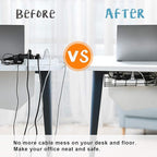 Under Desk Cable Management- 4 Pack Cord Organizer. Metal Wire Cable Management - Image 2