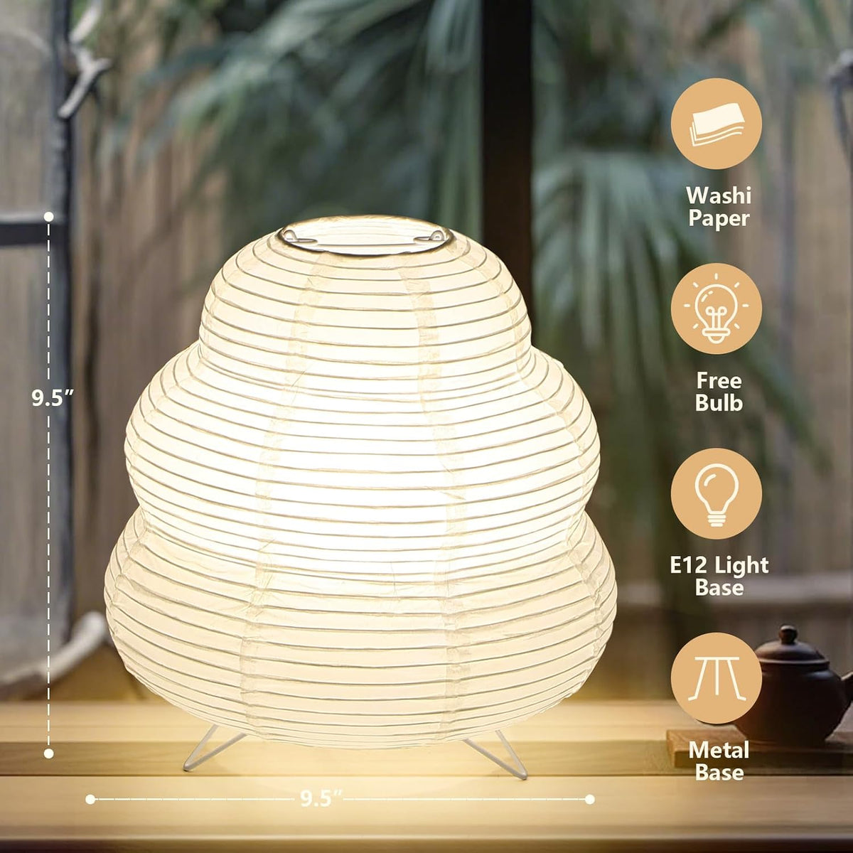 Small Paper Lamp, Japanese Lantern Table Lamp, Paper Table Lamp, Cute Lamp fo...