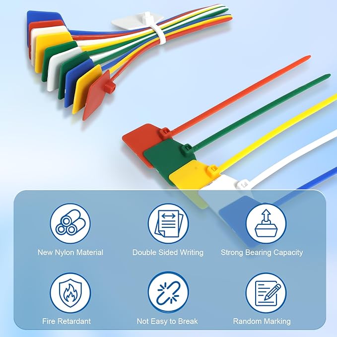 4 in Marker Nylon Cable Ties, Plastic Water Proof Tags, Self-Locking Written-on - Image 3