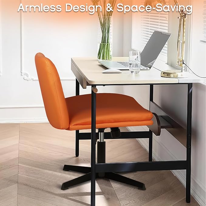 PUKAMI Criss Cross Legged Office Chair, Armless Office Desk Chair No Wheels - Image 6