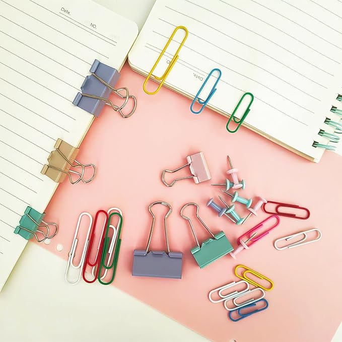 664 Pcs Paper Clips and Binder Clips Kit Assorted Sizes Colored Office Clips - Image 4