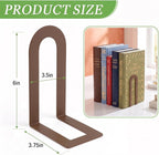 Sanwarm Bookends, 2 Pcs, Metal, for Home Office Desk Shelves Modern Brown | Decorative Book Ends Non-Skid Book Stoppers Holder 1 Pair Gifts for Reading Enthusiasts Library Decor