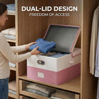 PRANDOM Storage Bins with Lids Linen Fabric Foldable Storage Boxes Organizer - Image 4
