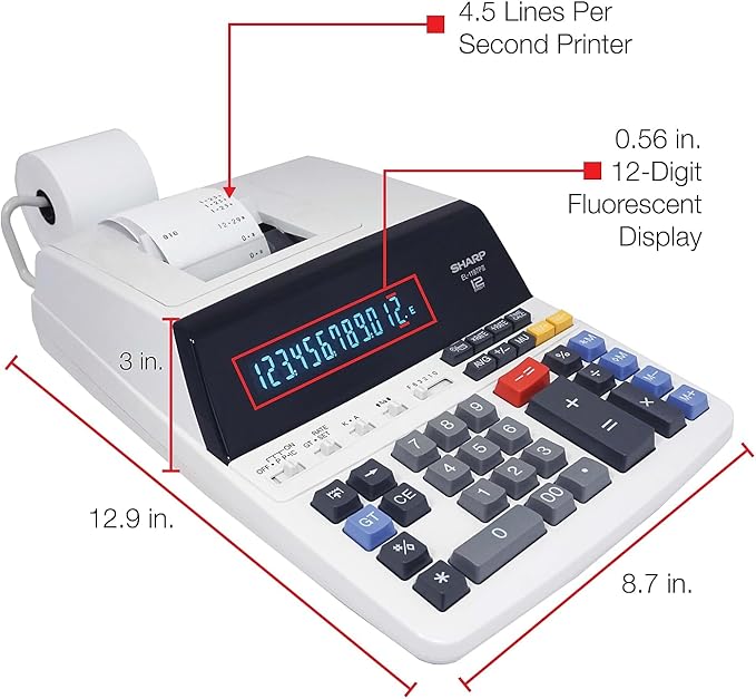 Sharp EL-1197PIII Heavy Duty Color Printing Calculator - Image 2