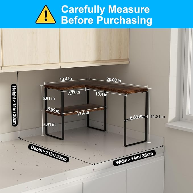 Golener Countertop Organizer Corner Shelf, 2-Tier Adjustable Stackable Corner - Image 2