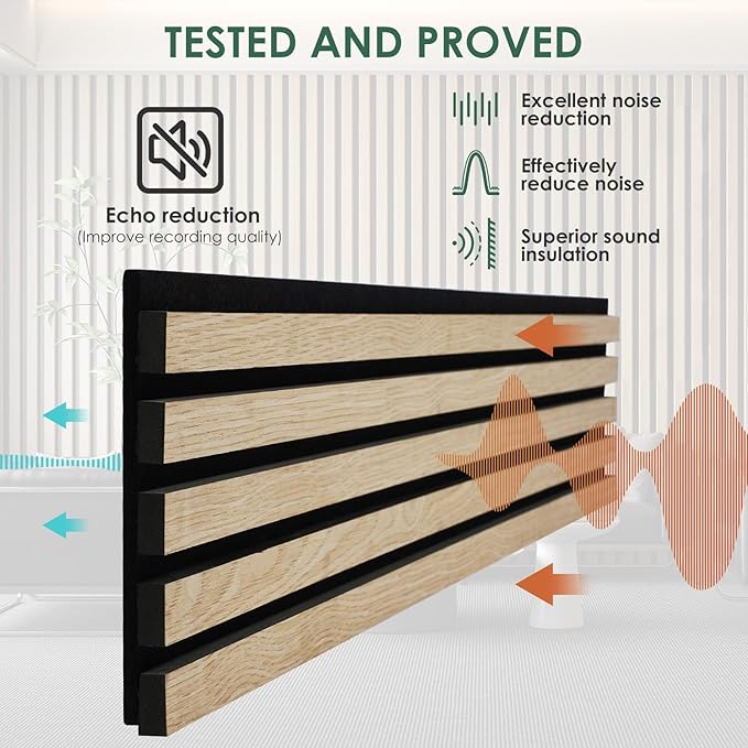 VallisCo 4-Piece Wood Slat Acoustic Panels - Image 3