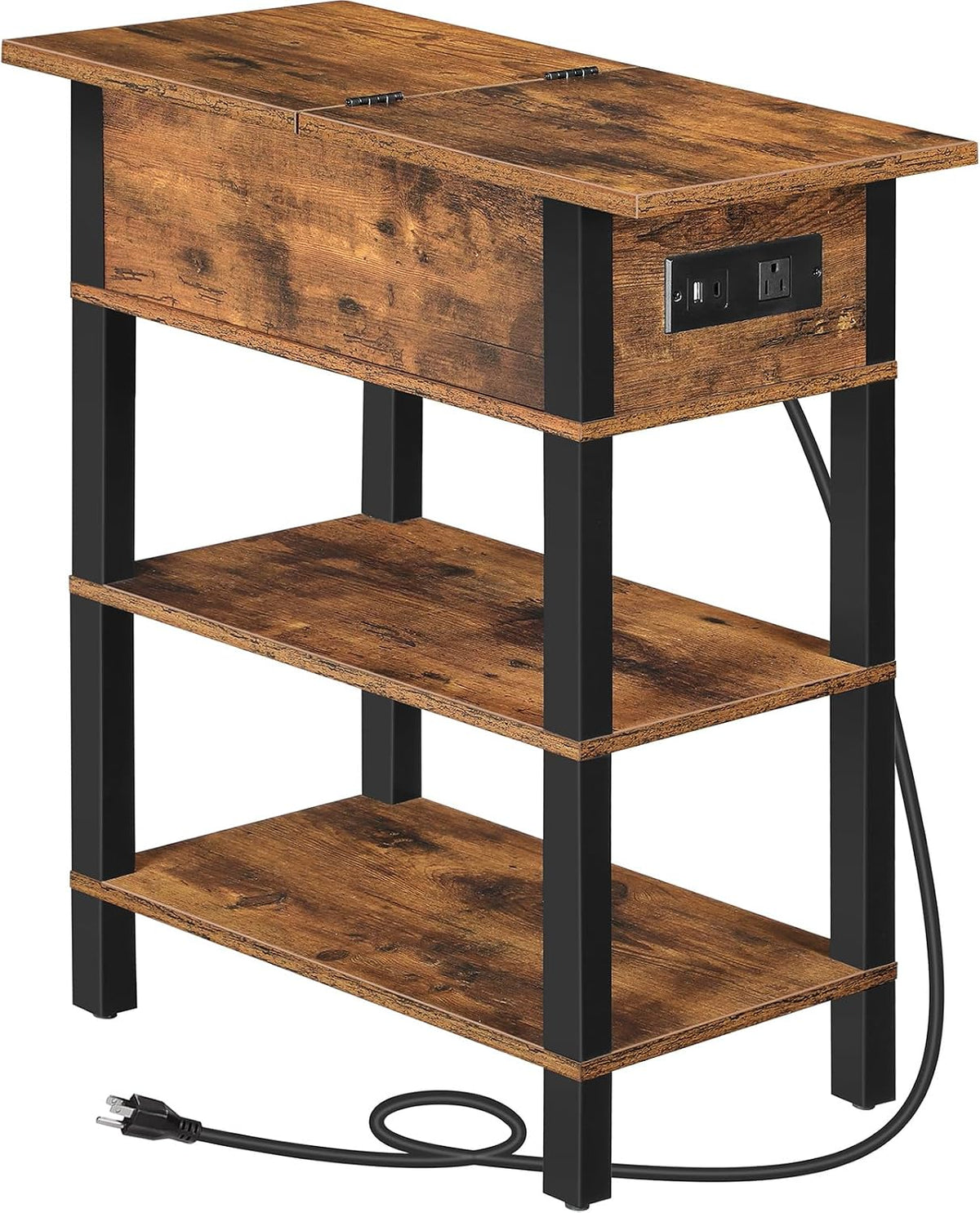 HOOBRO End Table with Charging Station, Flip Top Side Table with USB Ports, N...
