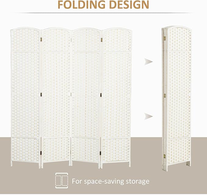 HOMCOM Room Divider, 4 Panel Folding Privacy Screen, 5.6' Tall Freestanding - Image 4