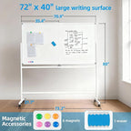 VOWNER Double-Sided Magnetic Whiteboard, Reversible Rolling White Board - Image 2