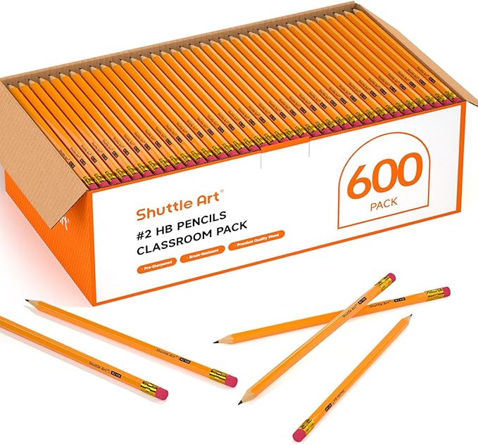 Shuttle Art Wood-Cased #2 HB Pencils, 600 Pack Sharpened Yellow Pencils by ShuttleArt